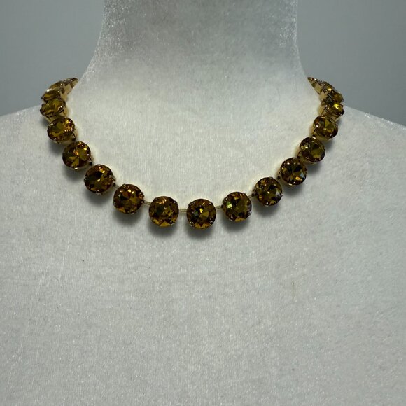 Anna Wintour Style Amber Yellow Round Crystal Statement Collet Necklace - Picture 2 of 11